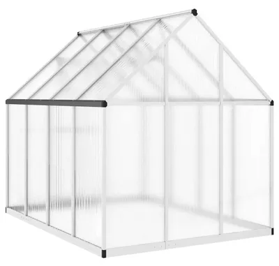 Zdjęcie produktu dla vidaXL Szklarnia z ramą fundamentową srebrna 224x169x195cm aluminium