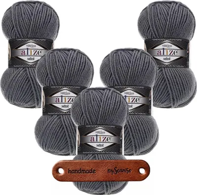 Produktbild von 5 x ALIZE Superlana Midi 87 Coal Grey mit Label