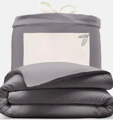 Produktbild von Famanu Bettwäsche-Set 220x240 cm, hochwertig und atmungsaktiv, hypoallergen – Dunkelgrau