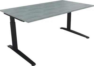 Produktbild von Schreibtisch Kufe Einzels. Quadrat B1600xT900xH650-850 an/Beton hell