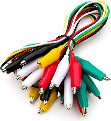 Produktbild von 10 Stück Krokodilklemmen mit Kabel, Prüfleitungen mit Krokodilklemmen Doppelendige Messleitung (50 cm)