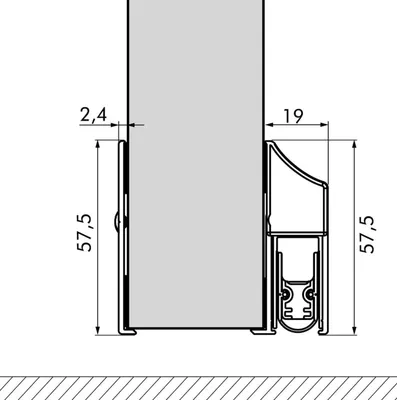 Productafbeelding van Ellen Automatische deuropzetprofiel. Ellen beschermplaat voor montage op het deurblad, zelfklevend, geanodiseerd aluminium, zilver, lengte 1000 mm