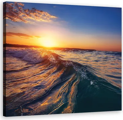 Image de Toile « Vague marine » Paysage 30 x 30 Feeby Bleu Image pour le mur, prête à être accrochée