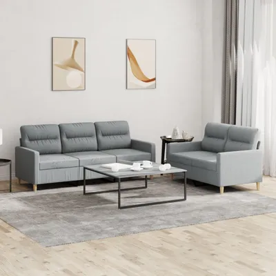 Produktbild von "2024"cloris 2-tlg. Sofagarnitur mit Kissen Hellgrau Stoff - Klassische Sofas CHY56365160