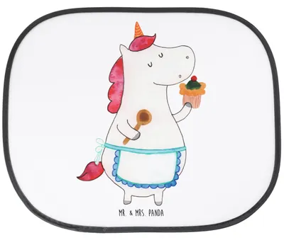 Produktbild von Mr. & Mrs. Panda Auto Sonnenschutz Einhorn Küche - Weiß - Geschenk, autofenster, Einhörner, Kuchen, für, Autoscheibe, Fürs, Koch, Muffin, Unicorn, Backen, Sonnenblende