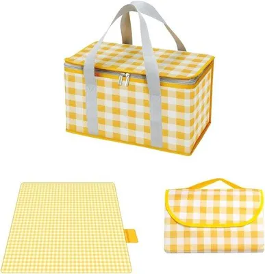 Produktbild von Isolierte Picknicktas mit Picknickdecke - Tragbare Kühltasche für Outdoor-Aktivitäten
