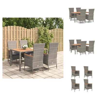 Image de vidaXL Ensemble de jardin 5 pièces avec coussins Gris Poly rotin - chaises de jardin