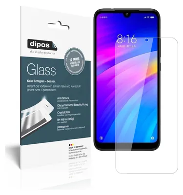 A product package for a screen protector is shown next to a smartphone displaying a colorful wallpaper.