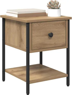 Immagine prodotto di vidaXL Comodino in rovere artigianale 34 x 35,5 x 45 cm Materiale a base di legno