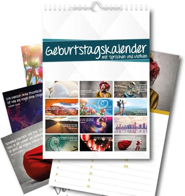 Produktbild von Geburtstagskalender, jahresunabhängig, permanente Spiralbindung, dekorativ für Küche, 12 Monate