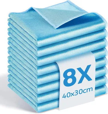 Imagen del producto de Juego de paños de microfibra para limpieza, 8 unidades, 35 x 40 cm, para ventanas y cocina