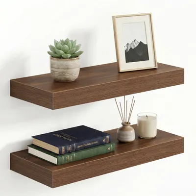 Productafbeelding van Wandplanken, set van 2, 3,8 cm dik, 40 x 16,5 cm, voor wandmontage, geschikt voor de slaapkamer