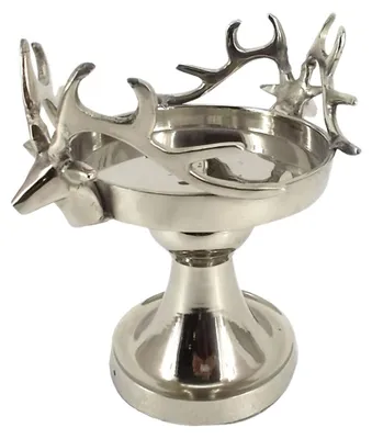 Produktbild von Schale Gaia auf Fuß Obstschale 14x15cm Aluminium poliert Obsttablett Hirschkopf