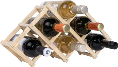 Immagine prodotto di QUVIO portabottiglie - portabottiglie in legno - portabottiglie orizzontale - portabottiglie - 6 bottiglie - pieghevole