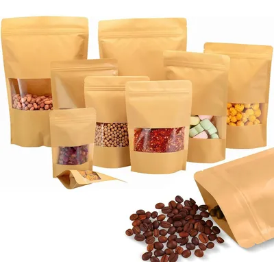Obrázek produktu pro 100 kusů papírových sáčků s okénkem a zipem