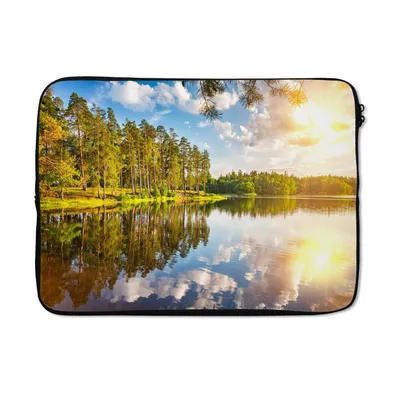 Produktbild von MuchoWow® Laptop Hülle 13 Zoll Sonne - Wasser - Bäume Laptoptasche - Laptophülle - Sleeve - Rundumschutz