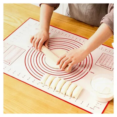 Produktbild von Silikon Backmatte BPA-frei Antihaft mit Messungen für Fondant, Teig und Gebäck, 60x40cm Rot