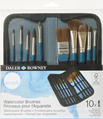 Immagine prodotto di Daler Rowney Simply Watercolour Brush - Pennelli piatti e ovali in setola naturale - Set da 10 pezzi