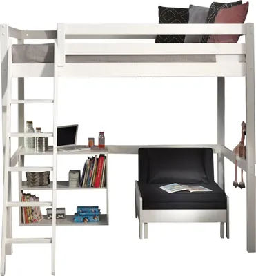 Produktbild von Hochbett Karolina 209x215x190 Kinderbett Massivholz+MDF Weiß