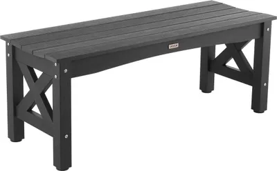 Image de Banc d'extérieur Banc de terrasse 113 cm Cadre en plastique résistant aux intempéries 272 kg Noir