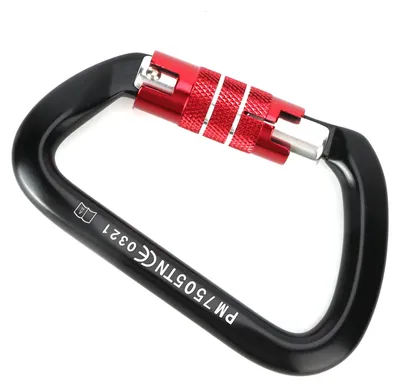 Produktbild von Kletterkarabiner, automatisches Design, Aluminiumlegierung, schwarz, Wanderausrüstung für Bergsteigen