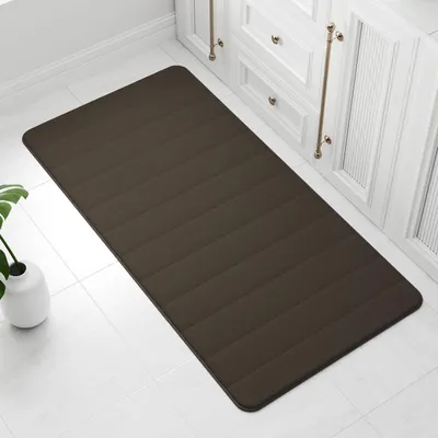 Produktbild von Badematte 60 x 120 cm, braun, rutschfest, maschinenwaschbar, für Badezimmer