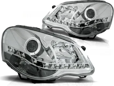 Produktbild von Scheinwerfer LED Tagfahrlicht Optik passend für VW Polo 9N3 Bj. 05-09 Chrom