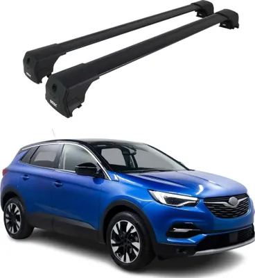 Produktbild von Dachträger Grundtäger für Opel Grandland X 2017-2022 75kg Aluminium Schwarz 2tlg