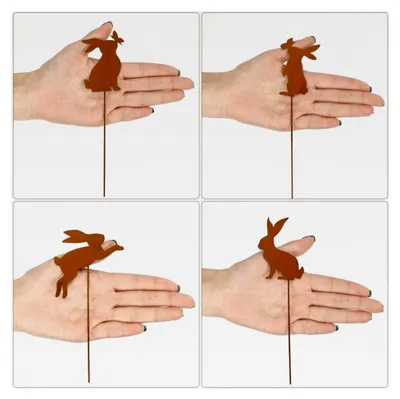 Produktbild von Osterhasen Gartendeko Rost Gartenstecker, 4er Set