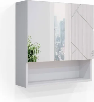 Produktbild von Badspiegelschrank Vicco Irma Weiß Hochglanz 54 x 55 cm, Model 34519