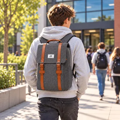 Produktbild von Laptop Rucksack 15,6 Zoll Damen Herren | Schulrucksack Uni Rucksack Business Rucksack Freizeitrucksack mit Laptopfach | Grau
