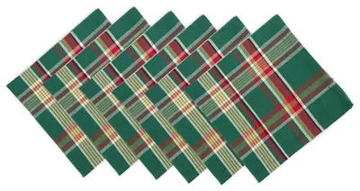Produktbild von Set mit 6 quadratischen Servietten, 18" x 18", dunkelgrüne Baumwolle
