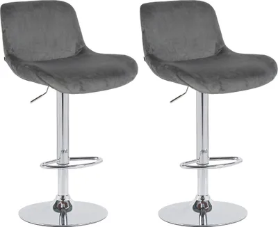 Produktbild von 2er Set Barhocker Solon Chrom Stoff  - dunkelgrau