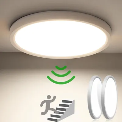 Image de 2 x Plafonnier à détecteur de mouvement 24W avec éclairage LED