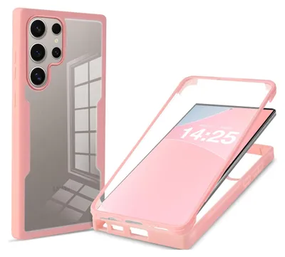 Produktbild von 360 Grad Rundum Schutz Handyhülle für Samsung Galaxy S25 Ultra Full Cover Vollschutz Case Farbe: Rose