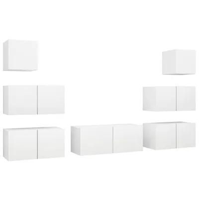 Image de vidaXL Ensemble d'armoires TV 7 pièces blanc bois composite