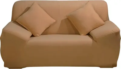 Produktbild von ele ELEOPTION Sofahusse Stretchhusse Sofabezug Polyester Rippstrick (Hellbraun, 2 Sitzer für Sofalänge 140-185cm)