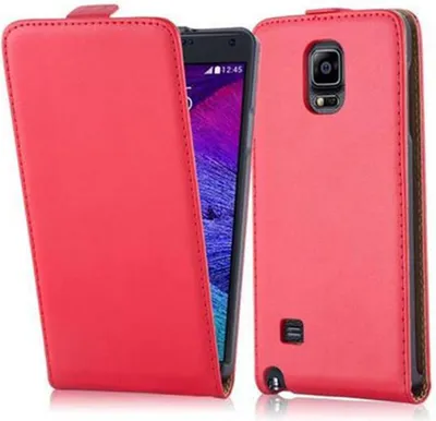 Produktbild von Cadorabo Hülle für Samsung Galaxy NOTE 4 Schutzhülle in Rot Flip Handyhülle Case Cover Etui Kunstleder