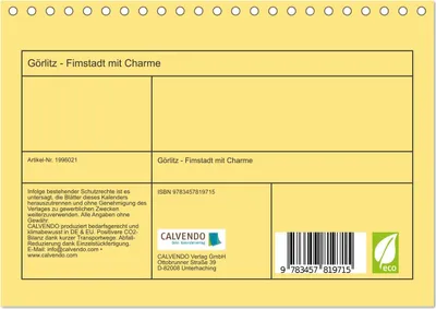 Produktbild von Görlitz - Fimstadt mit Charme (Tischkalender 2026 DIN A5 quer), CALVENDO Monatskalender