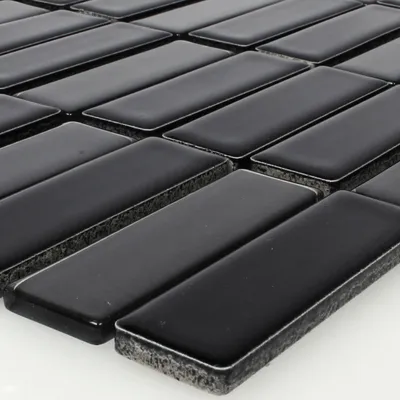 Produktbild von Keramik Glas Mosaikfliesen Romana Schwarz Matt