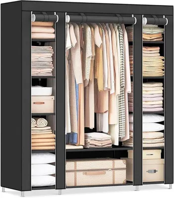 Produktbild von Famanu Kleiderschrank mit Stoffbezug 172x105x45 cm - Schwarz