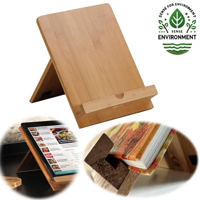 Produktbild von LS-LebenStil Holz Kochbuchhalter 23x18cm Braun Tablett-Halterung Ständer passend für ipad, Tabletts Kochbücher Buchhalter Tablet Ständer Buchstütze