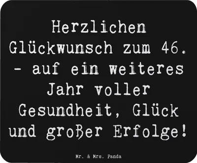 Produktbild von Mr. & Mrs. Panda Mauspad Spruch 46. Geburtstag Glückwünsche - Schwarz - Geschenk, Glückwunsch, Mousepad, Erfolge, Happy Birthday, mousematte, Alter, Mouse Pad, pc, laptop