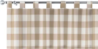 Productafbeelding van Dekoria korte gordijn met lussen, wit-beige geruit, 130 x 40 cm
