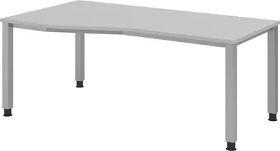 Produktbild von bümö Schreibtisch Serie-Q - Gestell: Silber, Nachbildung: Grau, Größe:  180 x 100 cm