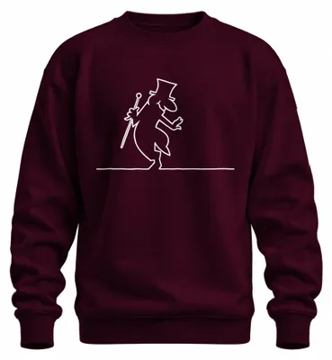 Imagen del producto de Sudadera con cuello redondo, diseño "La Linea Balum Osvaldo Cavandoli Strichmännchen", estilo dibujo animado, color burdeos, talla S