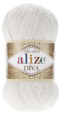 Produktbild von Alize Diva 450 Perlweiß Glanzgarn 100g/350m Mikrofaser