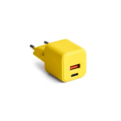 Image de Forever COLORUM, Chargeur de téléphone portable pour tous les iPhone, Xiaomi, Huawei, Motorola et Samsung, Chargeur rapide + USB-A + USB-C PD 30W CLS30-AC-10 Jaune