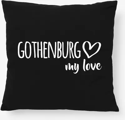 Produktbild von Huuraa Kissen Gothenburg my love 40x40cm mit Füllung Black Baumwolle Dekokissen Geschenkidee