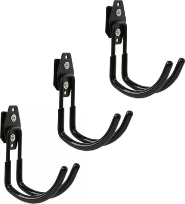 Produktbild von Set 3 Stck. Werkzeughaken von BOTLE für Qbrick Koffer-System  für Werkzeuge, U-förmig 11 cm, stabil mit PVC-Ummantelung, für Garage, Schuppen, Werkstatt, Haken für Handsäge und Gartensäge, Doppelhaken, Tragkraft bis 30 kg